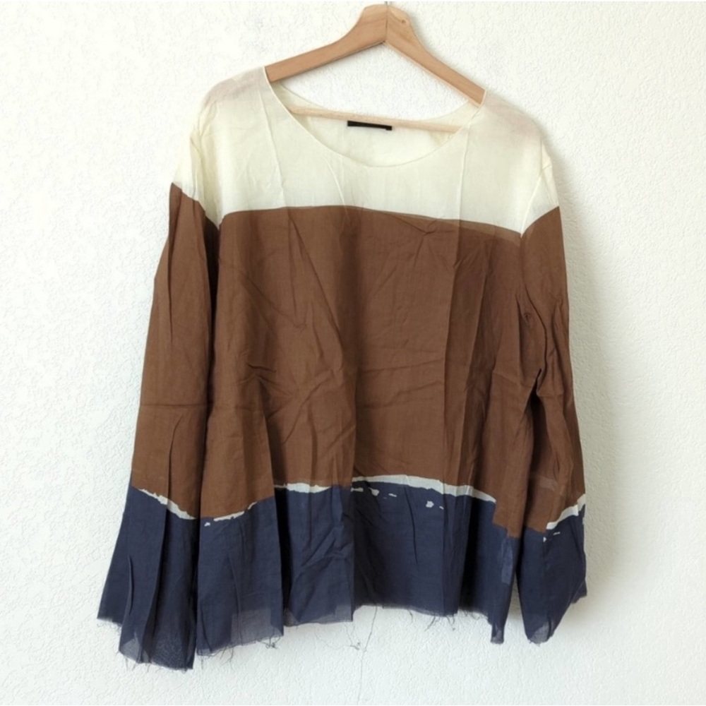 The Row Bateau Neckline Colorblock Blouse